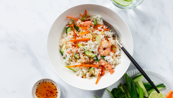 Peanut-Lime Sticky Rice Salad with Shrimp