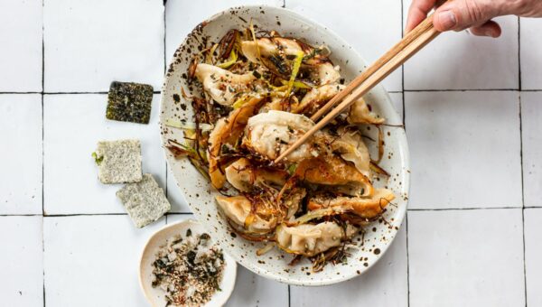Leek Potstickers with Sesame Seaweed Crisp Sprinkles