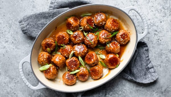 Orange Chili Glazed Vegan Meatballs